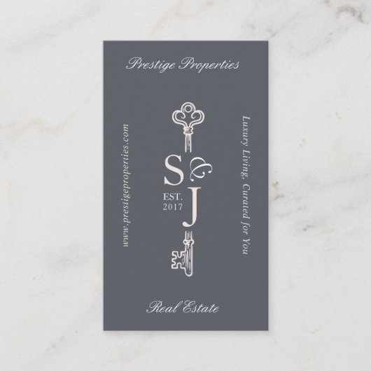 Minimal Elegant Key Monogram Stylish Arch Photo  Visitenkarte (Vorderseite)