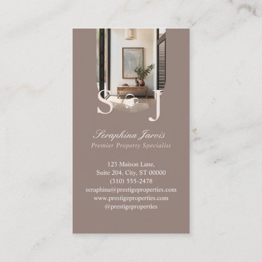 Minimal Elegant Key Monogram Stylish Arch Photo Visitenkarte (Rückseite)