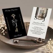 Minimal Elegant Key Monogram Stylish Arch Photo  Visitenkarte