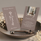 Minimal Elegant Key Monogram Stylish Arch Photo Visitenkarte