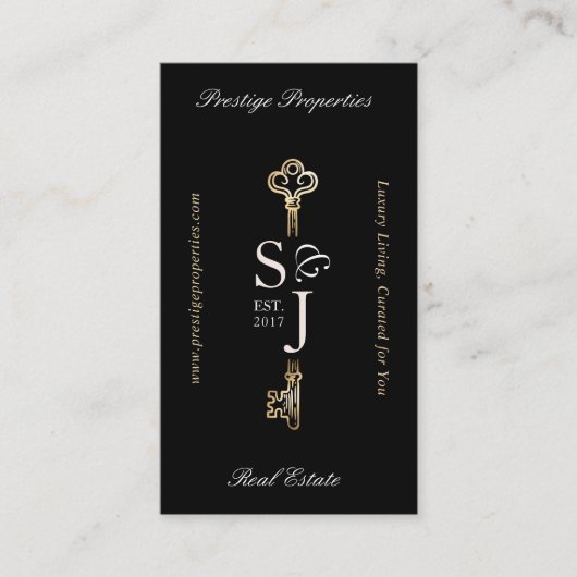 Minimal Elegant Key Monogram Stylish Arch Photo  Visitenkarte (Vorderseite)