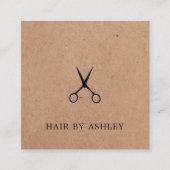 Minimal Elegant Kraft Black Scissors Haarstylist Quadratische Visitenkarte (Vorderseite)