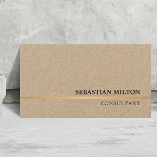 Minimal Elegant Kraft Imitate Gold Line Consultant Visitenkarte