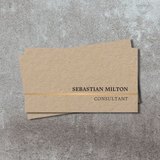 Minimal Elegant Kraft Imitate Gold Line Consultant Visitenkarte