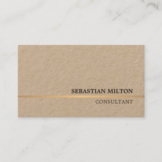 Minimal Elegant Kraft Imitate Gold Line Consultant Visitenkarte (Vorderseite)