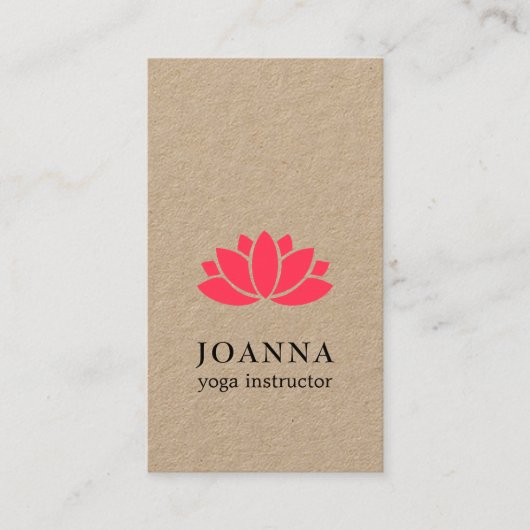 Minimal Elegant Kraft Red Lotus Yoga Visitenkarte (Vorderseite)