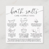 Minimal Elegant Logo Bath Salts Care Instructions Quadratische Visitenkarte (Vorderseite)