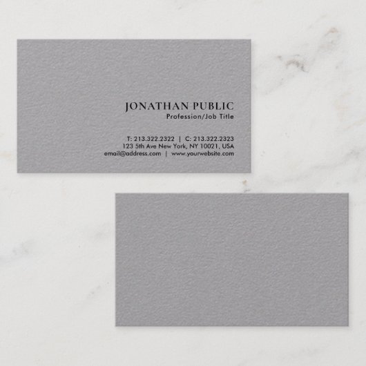 Minimal Elegant Luxus Premium Gray Paper Visitenkarte (Vorne/Hinten)