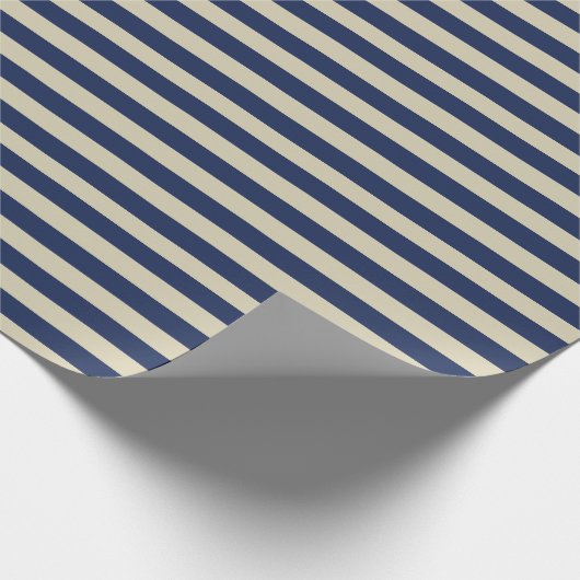 Minimal Elegant Marine Beige Streifen Geschenkpapier (Ecke)