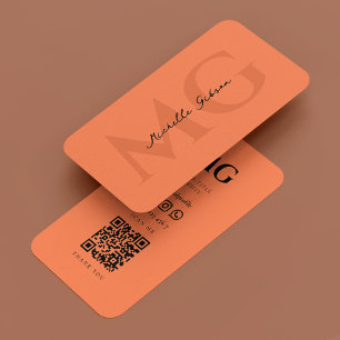 Minimal Elegant Marine Coral Modernes Monogramm Visitenkarte