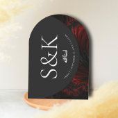 Minimal & Elegant Maroon Islamischer Bogen Hochzei Einladung