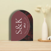 Minimal & Elegant Maroon Islamischer Bogen Hochzei Einladung