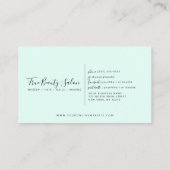 Minimal Elegant Mint Green White Border Script Terminkarte (Rückseite)
