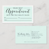 Minimal Elegant Mint Green White Border Script Terminkarte (Vorne/Hinten)