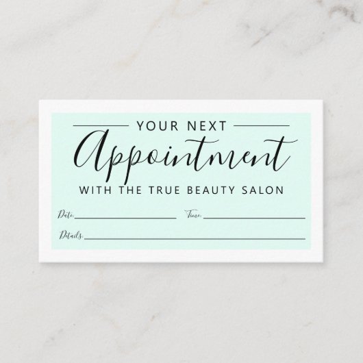 Minimal Elegant Mint Green White Border Script Terminkarte (Vorderseite)