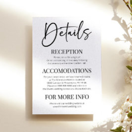 Minimal Elegant Moderne klassische Hochzeitsdetail Begleitkarte