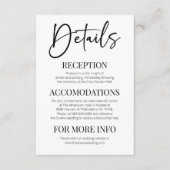 Minimal Elegant Moderne klassische Hochzeitsdetail Begleitkarte (Vorderseite)