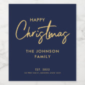 Minimal Elegant Modernes Blue Gold Glückwunsch Wei Weinetikett (Einzelnes Label)