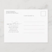 Minimal Elegant Modernes, einfaches Save the Date  Ankündigungspostkarte (Rückseite)