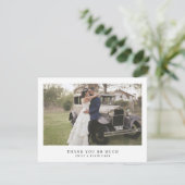 Minimal Elegant Modernes Foto Einfache Hochzeit Dankeskarte (Stehend Vorderseite)