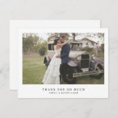 Minimal Elegant Modernes Foto Einfache Hochzeit Dankeskarte (Vorne/Hinten)