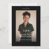 Minimal Elegant Monogram Black Graduation Photo Ankündigung (Vorderseite)