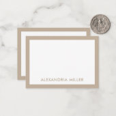 Minimal Elegant Monogram Name Beige Mitteilungskarte (Vorderseite/Rückseite Beispiel)