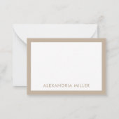 Minimal Elegant Monogram Name Beige Mitteilungskarte (Rückseite)