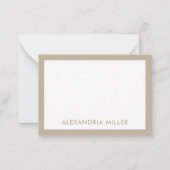 Minimal Elegant Monogram Name Beige Mitteilungskarte (Vorderseite)