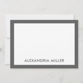 Minimal Elegant Monogram Name White Gray 12x18 Mitteilungskarte (Rückseite)