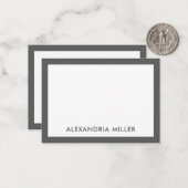 Minimal Elegant Monogram Name White Gray Mitteilungskarte (Vorderseite/Rückseite Beispiel)