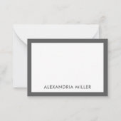Minimal Elegant Monogram Name White Gray Mitteilungskarte (Vorderseite)