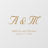 Minimal, elegant, Monogramm, Hochzeit Fensteraufkleber (Blatt)