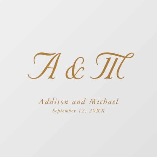 Minimal, elegant, Monogramm, Hochzeit Fensteraufkleber (Blatt)