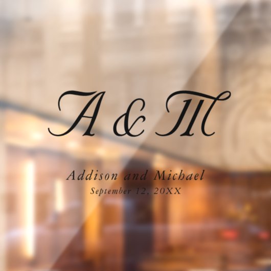 Minimal, elegant, Monogramm, Hochzeit Fensteraufkleber (Blatt 2)