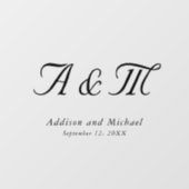 Minimal, elegant, Monogramm, Hochzeit Fensteraufkleber (Blatt)