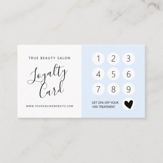 Minimal Elegant Pastel Blue White Script Treuekarte (Vorderseite)