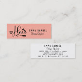 Minimal Elegant Peach Coral Haarstylist Mini Visitenkarte (Vorne/Hinten)