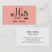 Minimal Elegant Peach Coral Haarstylist Visitenkarte (Vorne/Hinten)