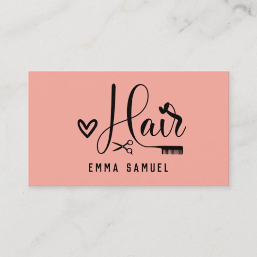 Minimal Elegant Peach Coral Haarstylist Visitenkarte (Vorderseite)