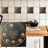 Minimal Elegant Peacock Feathers Bible Verse Fliese