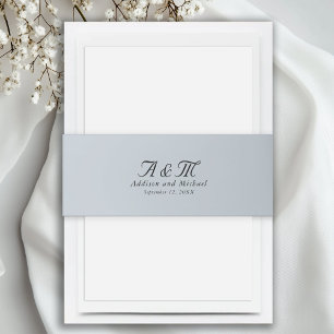 Minimal, elegant, Pulver blau, Einladungsbanderole