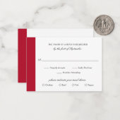 Minimal Elegant Red Wedding Mini RSVP Karte (Vorderseite/Rückseite Beispiel)