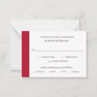 Minimal Elegant Red Wedding Mini RSVP Karte