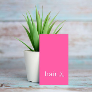 Minimal Elegant Rosa Weiße Schere Haarstylistin Visitenkarte