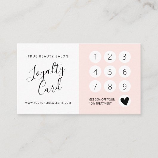 Minimal Elegant Rosa Weiße Schrift Treuekarte (Vorderseite)