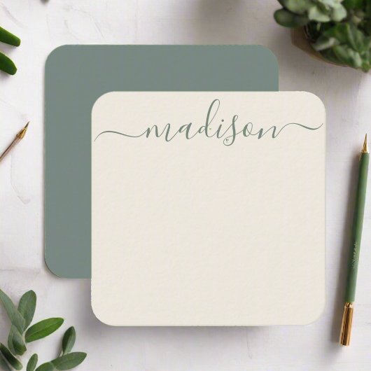 Minimal Elegant Sage Green Typografy Script Mitteilungskarte