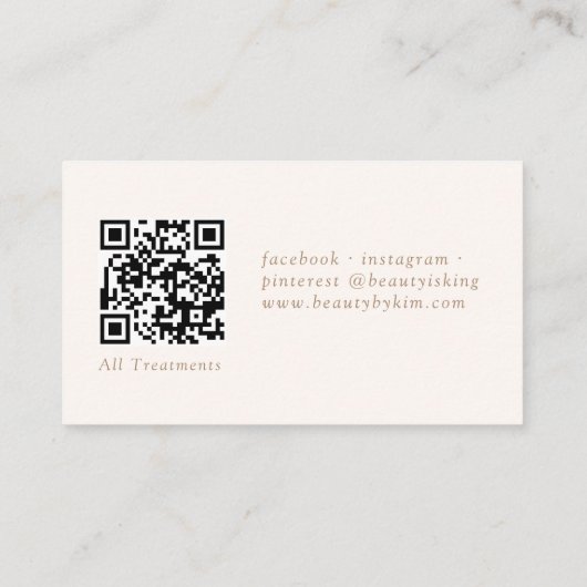 Minimal-Elegant, Salon QR Code Visitenkarte (Rückseite)