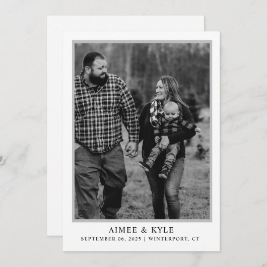 Minimal elegant Save the Date Einladung (Vorne/Hinten)