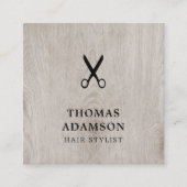 Minimal Elegant Schwarz-Schere Haar Stylist Quadratische Visitenkarte (Vorderseite)